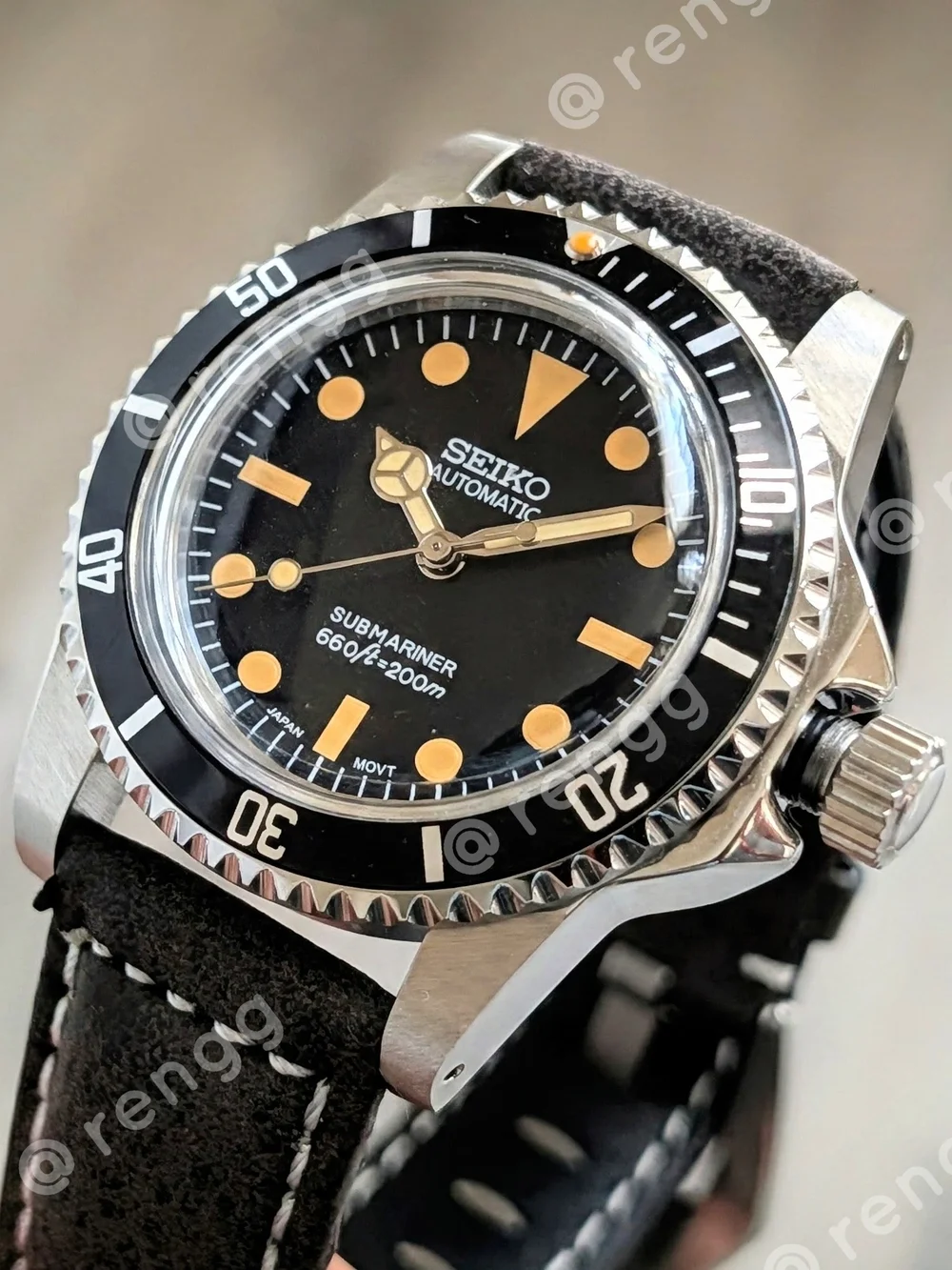 40mm Vintage Style Seiko Submariner Style Diver Mod Watch Smooth Sweep Second